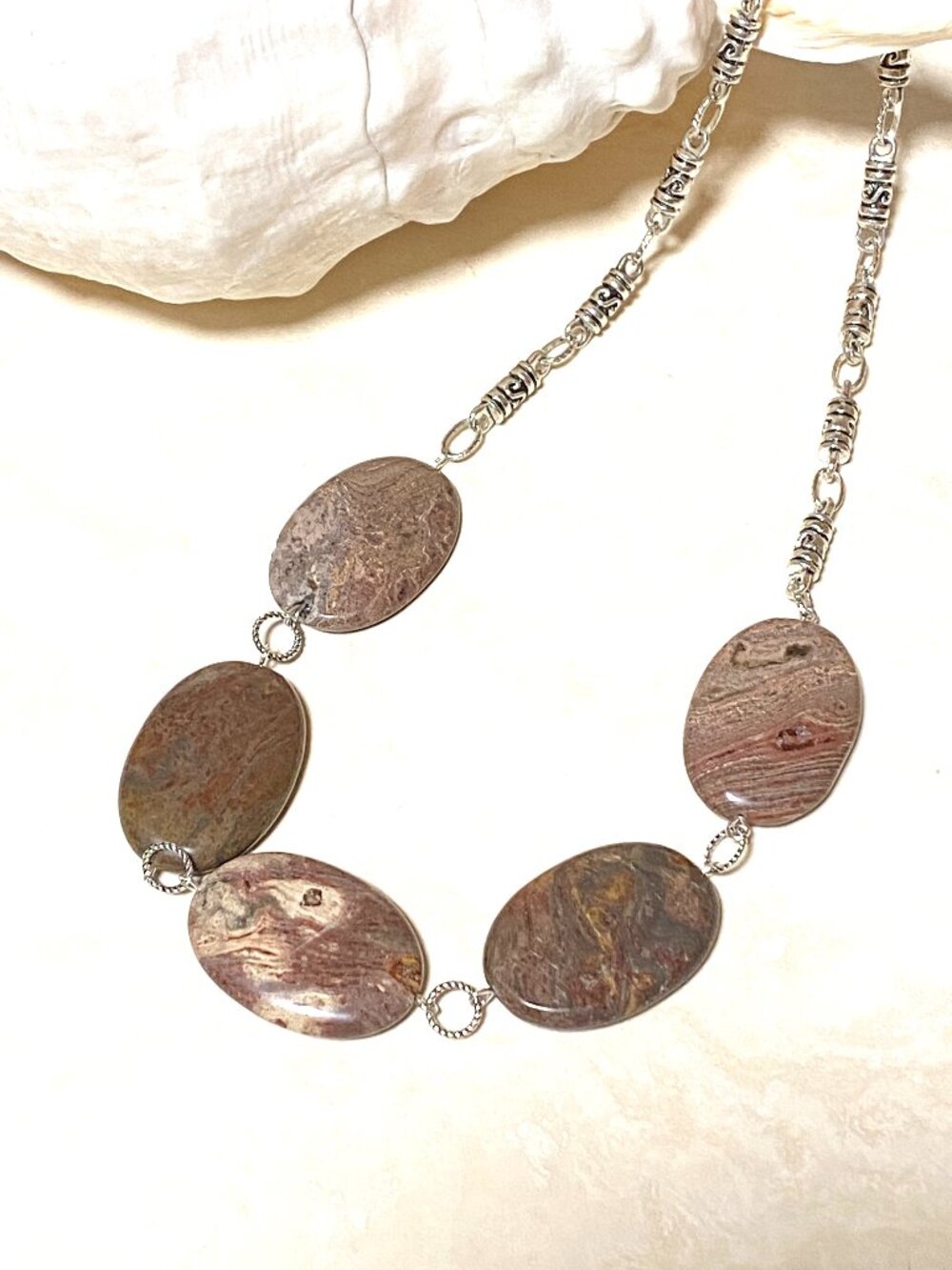 Natural Earthy Jasper Statement Necklace, Genuine Gemstone Matinee Necklace